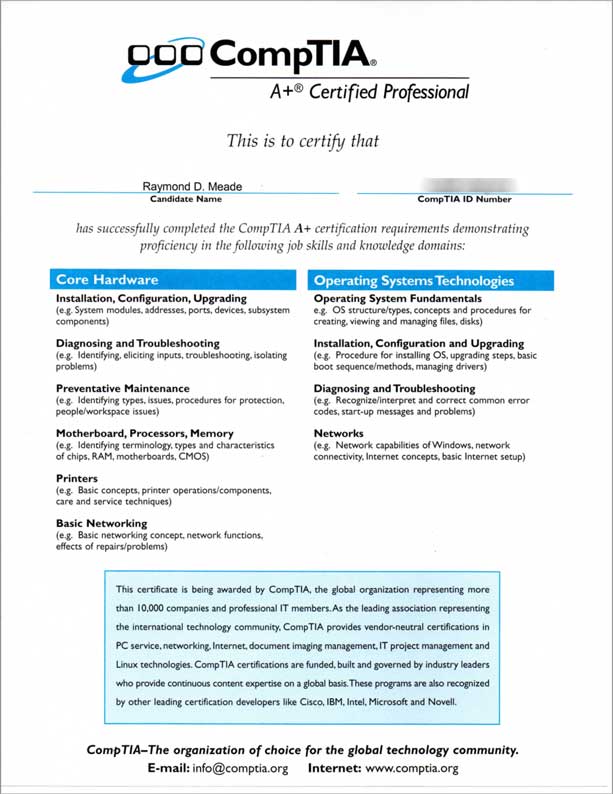 Comptia A+ Certification